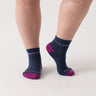 Wide Open Women's Single Stripe Midweight Cushioned Quarter Sock - Denim Denim
