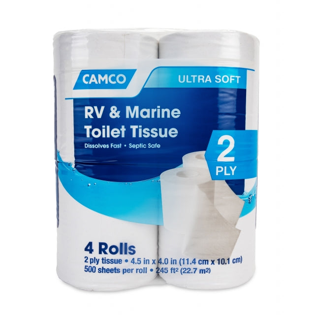 Camco Tst 2 Ply Toilet Tissue 4 Rolls, 500 Sheets