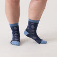 Wide Open Women's Foliage Lightweight Micro Crew Sock - Denim Denim