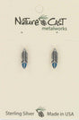 Nature Cast Metalworks Feather With Turquoise Inlay Sterling Silver Post Earring