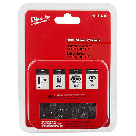 Milwaukee 16 In. Saw Chain Replacement For 2727-20 Chainsaw