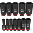 Milwaukee 12pc Shockwave Impact Duty 3/8 In. Drive Sae Deep 6 Point Socket Set