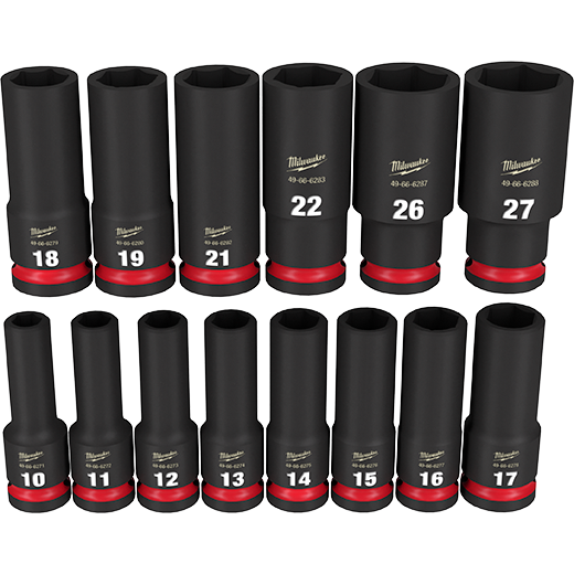Milwaukee 14pc Shockwave Impact Duty 1/2 In. Drive Metric Deep 6 Point Socket Set