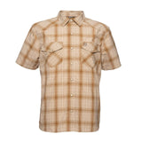 Noble Outfitters Fullflexx Cool Flow Western Snap Front Short Sleeve Shirt Khaki Plaid