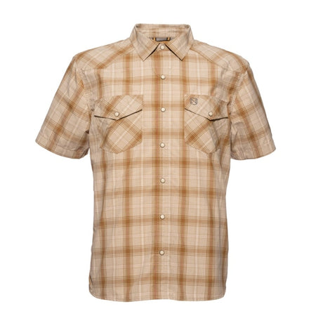 Noble Outfitters Fullflexx Cool Flow Western Snap Front Short Sleeve Shirt Khaki Plaid