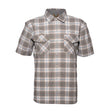 Noble Outfitters Fullflexx Snap Front Short Sleeve Shirt Light Gray/Blue White Plaid