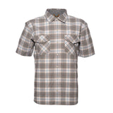 Noble Outfitters Fullflexx Snap Front Short Sleeve Shirt Light Gray/Blue White Plaid