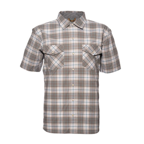 Noble Outfitters Fullflexx Snap Front Short Sleeve Shirt Light Gray/Blue White Plaid