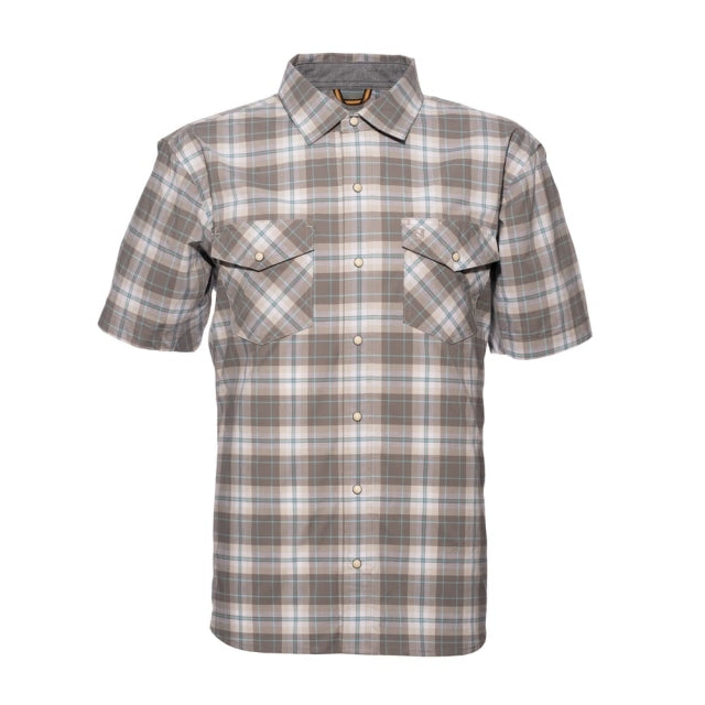 Noble Outfitters Fullflexx Snap Front Short Sleeve Shirt Light Gray/Blue White Plaid