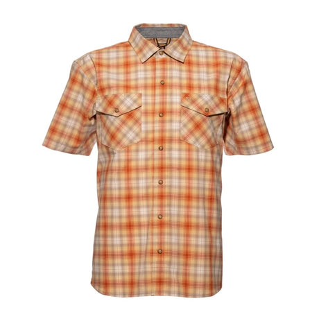 Noble Outfitters Fullflexx Snap Front Short Sleeve Shirt Straw/Tundra Brick Plaid