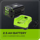 Greenworks 80V 730 CFM Cordless Battery Leaf Blower with 2.5Ah Battery & Rapid Charger
