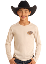 Rock & Roll Denim Boys' Buffalo Graphic Long Sleeve Tee - Natural Natural