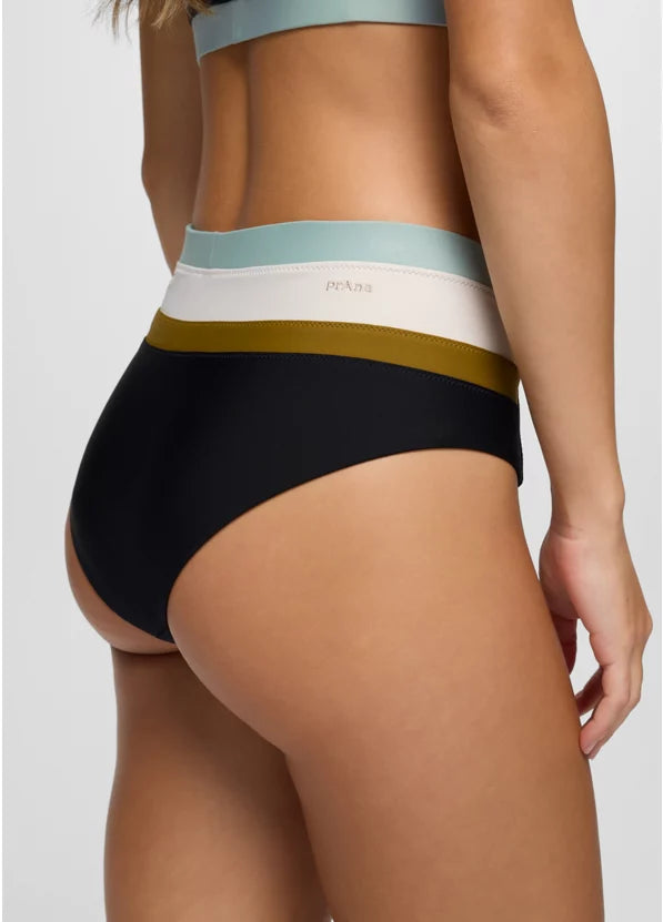 Prana Baja Bound High Rise Swim Bottom - Black Color Block
