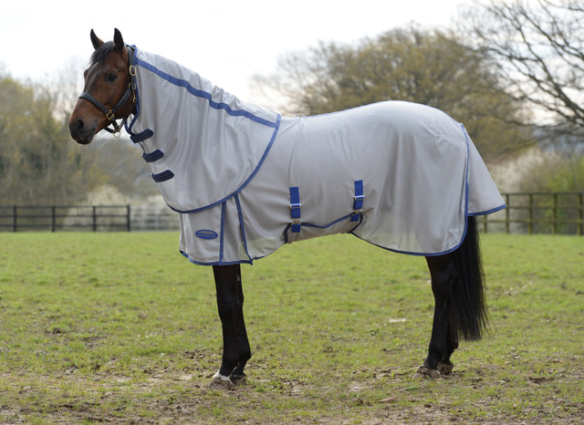 WeatherBeeta ComFiTec Airflow Detach-A-Neck Fly Sheet - Grey / Blue