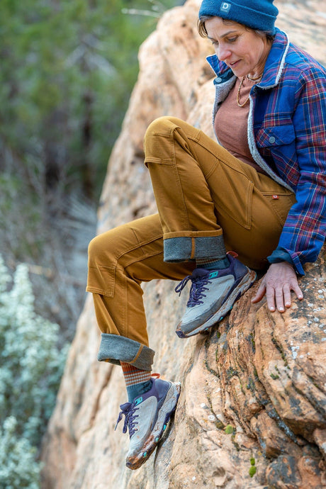Dovetail Workwear Britt Utility Thermal Pant - Saddle Brown Stretch Denim