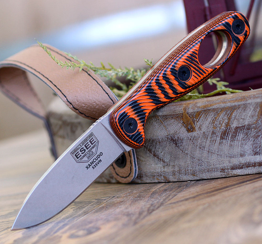 Esee Xancudo S35vn Knife, Orange-black G10/stonewash Orng blk g10
