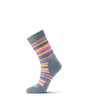Fits Women's Medium Hiker Striped Crew Sock Stormy Weather/Cadmium Orange