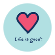 Life Is Good Heart Vintage 4" Circle Sticker Bermuda blue
