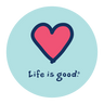 Life Is Good Heart Vintage 4" Circle Sticker Bermuda blue