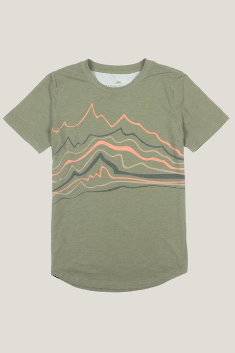 Belong Designs Womens Graphic Traverse Tek Tee age mountain brush / S