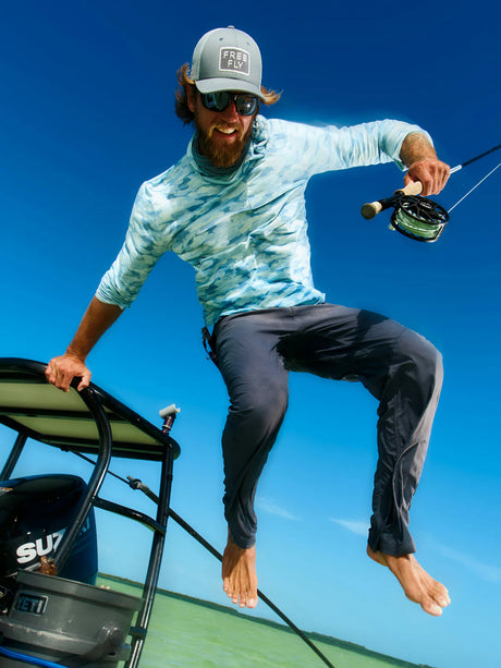 Free Fly Apparel Mens Bamboo Lightweight Hoodie - Seasmoke Camo / Surf Blue