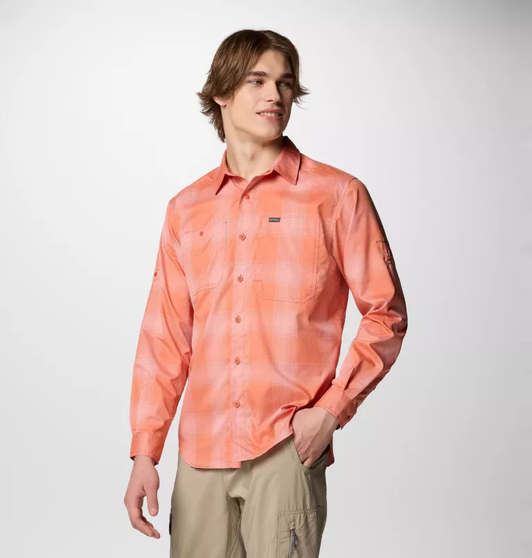 Columbia Mens Silver Ridge Utility Lite Plaid Long Sleeve Shirt - Tuscan Large Blur Check
