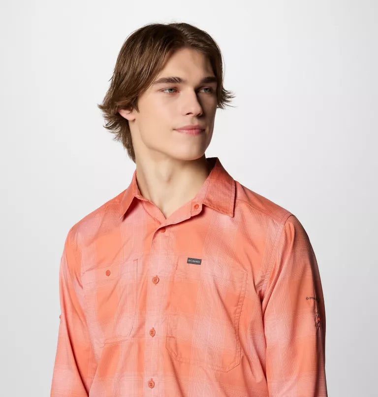 Columbia Mens Silver Ridge Utility Lite Plaid Long Sleeve Shirt - Tuscan Large Blur Check