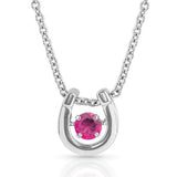Montana Silversmiths Dancing Birthstone Horseshoe Necklace July