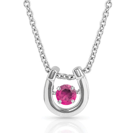 Montana Silversmiths Dancing Birthstone Horseshoe Necklace July