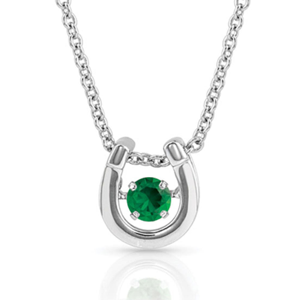 Montana Silversmiths Dancing Birthstone Horseshoe Necklace May