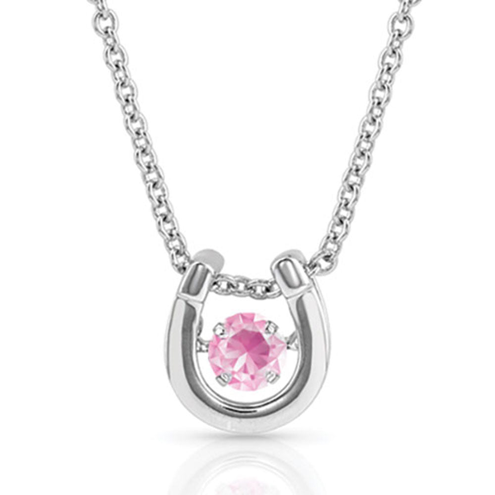 Montana Silversmiths Dancing Birthstone Horseshoe Necklace October