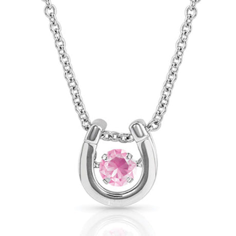Montana Silversmiths Dancing Birthstone Horseshoe Necklace October