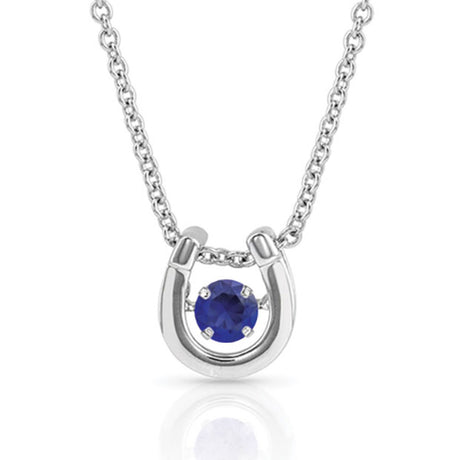 Montana Silversmiths Dancing Birthstone Horseshoe Necklace September