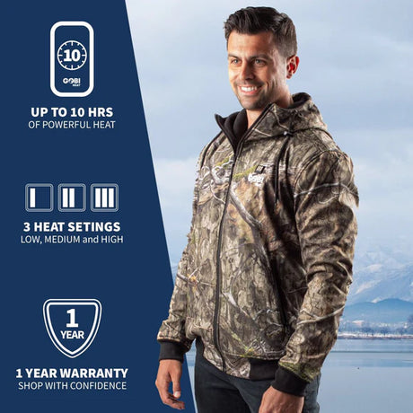 Gobi Heat Men's Shadow Heated Hunting Hoodie - Mossy Oak Camo