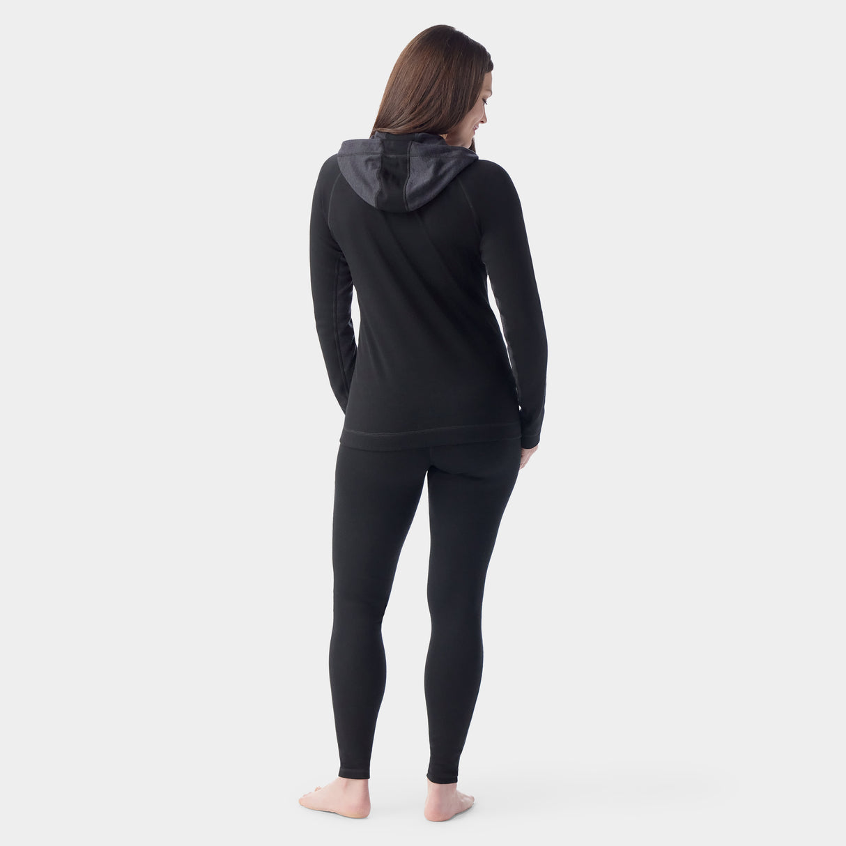 Smartwool Womens Classic Thermal Merino Base Layer 1/2 Zip Hoodie Black charcoal hthr