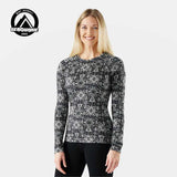 Smartwool Womens Classic Thermal Merino Base Layer Crew Black deco floral