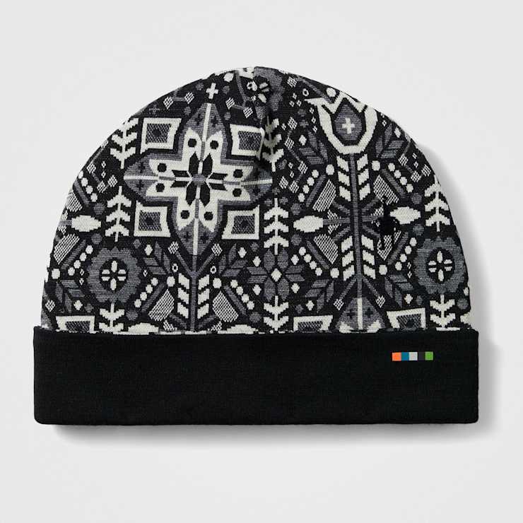 Smartwool Thermal Merino Reversible Cuffed Beanie Black deco floral