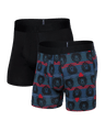 Saxx Men's DropTemp Cooling Cotton Boxer Brief Fly 2-Pack Grizzly Stripe/Black