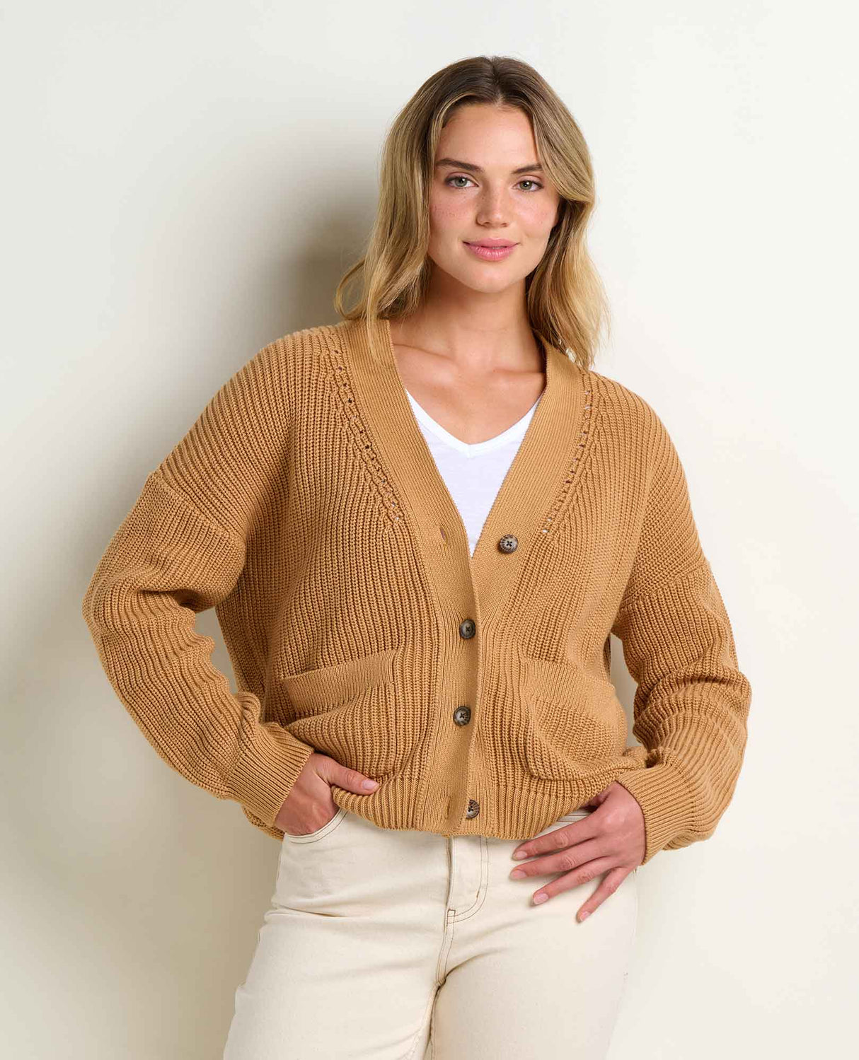 Toad Co. Womens Bianca Shaker Cardigan Camel