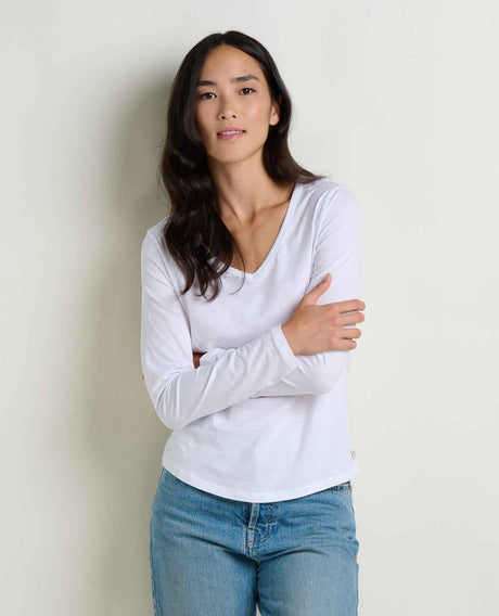 Toad Co. Womens Marley Long Sleeve V Tee True white
