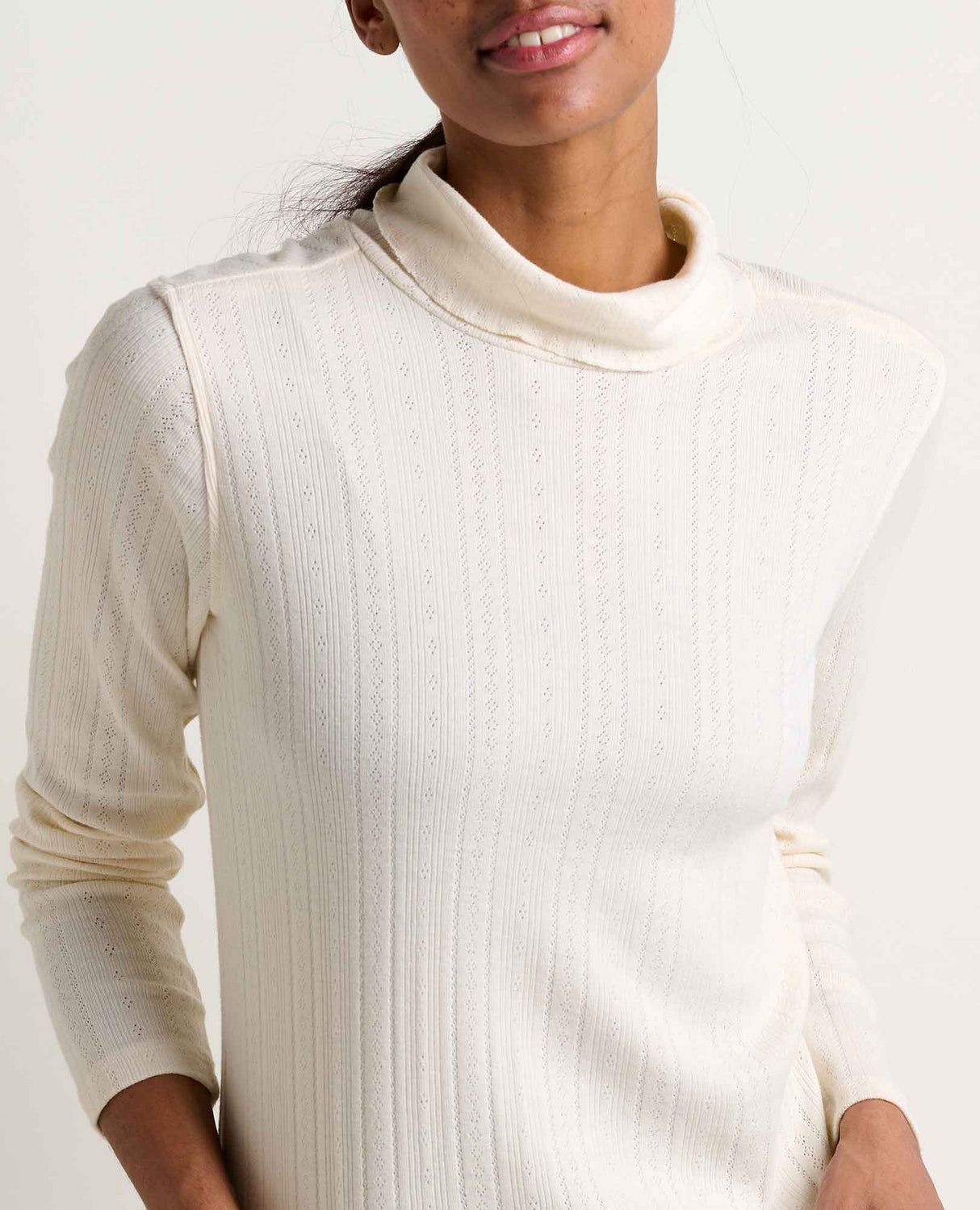 Toad Co. Womens Foothill Pointelle Long Sleeve T-neck Salt