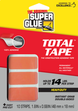 Super Glue Total Tape Strips - 10 Pack Clear