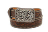 Ariat Girls Floral Embossed Brown Leather Belt Brown /  / 1-1/4 in.