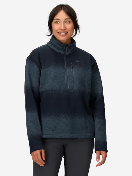 Marmot Womens Heavyweight Drop Line Printed Fleece 1/2 Zip Thunderhead ombre