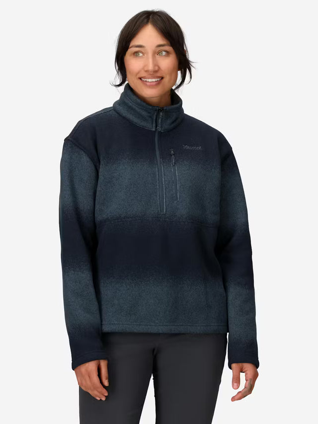 Marmot Womens Heavyweight Drop Line Printed Fleece 1/2 Zip Thunderhead ombre