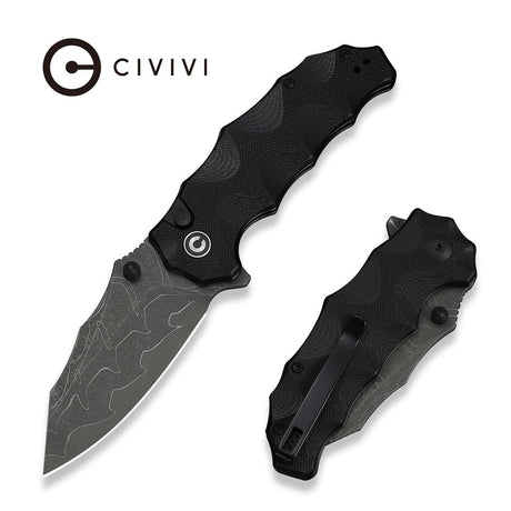 Civivi Natterjack Knife, Black G10/damascus Blk/dmscs