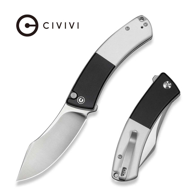 Civivi Outlaw Muk Knife, Black-white G10/satin Blk/wht/satin