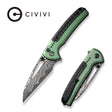 Civivi Sentinel Strike Knife, Green Aluminum Black Frn/damascus Grn/blk/dmscs