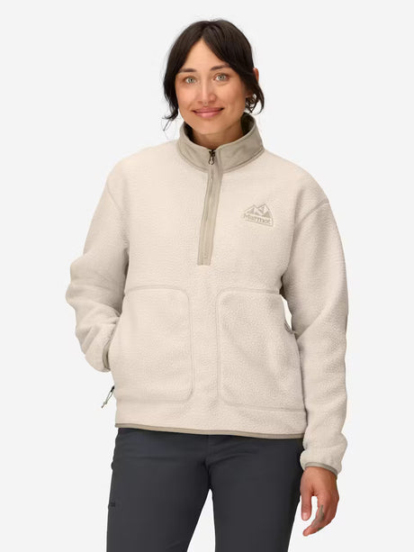 Marmot Womens Wanderer High Pile Fleece Pullover Birch bark