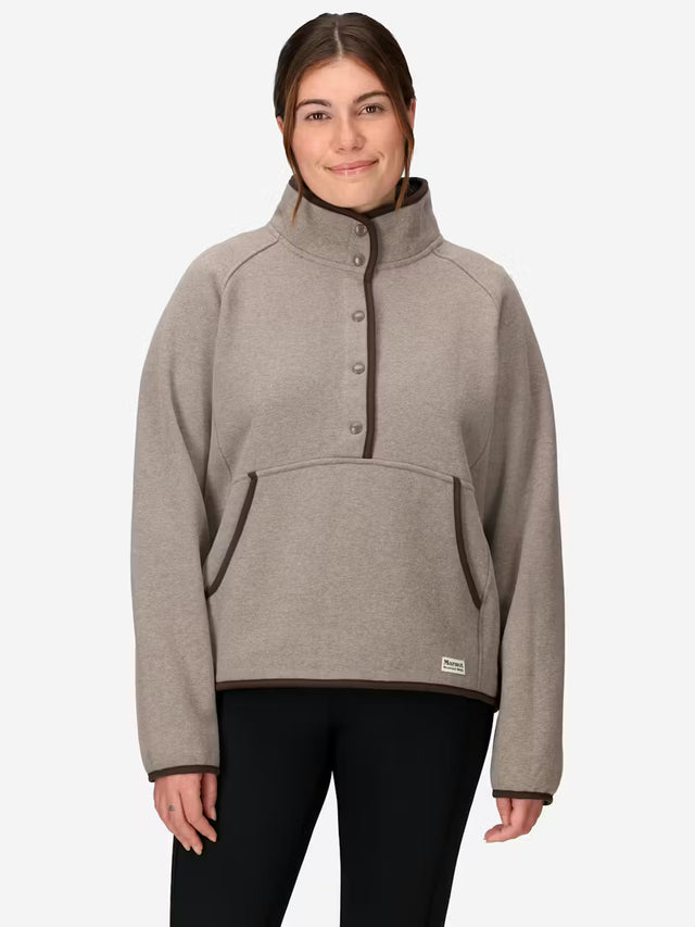 Marmot Womens Peak Cozy 1/2 Snap Pullover Claystone heather